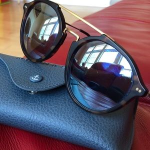 Kapten & Son Blue Mirror Brow Tortoise Sunglasses